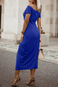 Thumbnail for Off-Shoulder Short Sleeve Split Dress