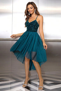 Thumbnail for Sequin Spaghetti Strap High-Low Dress