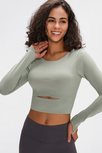 Thumbnail for Long Sleeve Cropped Top With Sports Strap