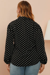 Thumbnail for Plus Size Polka Dot Balloon Sleeve Shirt