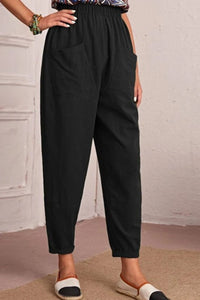 Thumbnail for Elastic Waist Pocket Tapered Pants