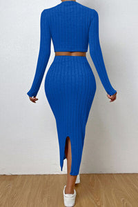 Thumbnail for Long Sleeve Top and Wrap Skirt Set