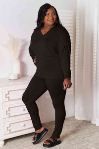 Thumbnail for Basic Bae Full Size V-Neck Soft Rayon Long Sleeve Top and Pants Lounge Set