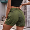 Cuffed Denim Shorts with Pockets