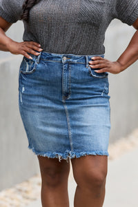 Thumbnail for RISEN Amelia Full Size Denim Mini Skirt