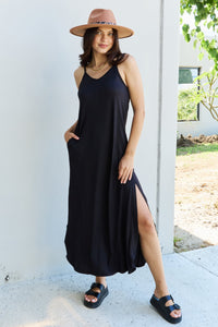 Thumbnail for Ninexis Good Energy Full Size Cami Side Slit Maxi Dress in Black