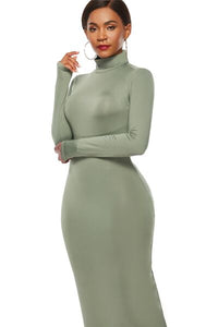 Thumbnail for Mock Neck Long Sleeve Maxi Slim Dress
