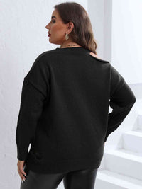 Thumbnail for Plus Size Cutout V-Neck Sweater