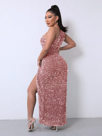 Thumbnail for Sequin One Shoulder Split Maxi Dress