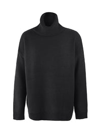 Thumbnail for Turtleneck Dropped Shoulder Slit Sweater