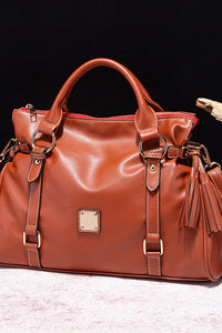 Thumbnail for PU Leather Handbag with Tassels