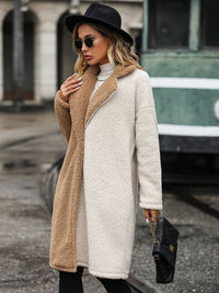 Thumbnail for Contrast Dropped Shoulder Sherpa Coat