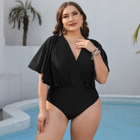 Thumbnail for Plus Size Ruched Surplice Neck One-Piece Swimsuit