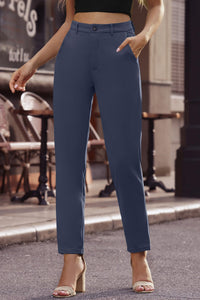 Thumbnail for Ankle-Length Straight Leg Pants with Pockets