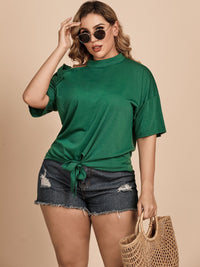 Thumbnail for Plus Size Tied Cold-Shoulder Tee Shirt
