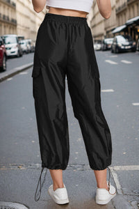 Thumbnail for Drawstring High Waist Pants with Cargo Pockets