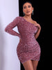 Sequin One-Shoulder Mini Bodycon Dress
