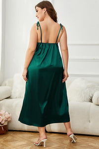Thumbnail for Plus Size Tie-Shoulder Midi Night Dress