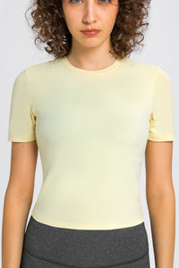 Thumbnail for Round Neck Short Sleeve Yoga Tee