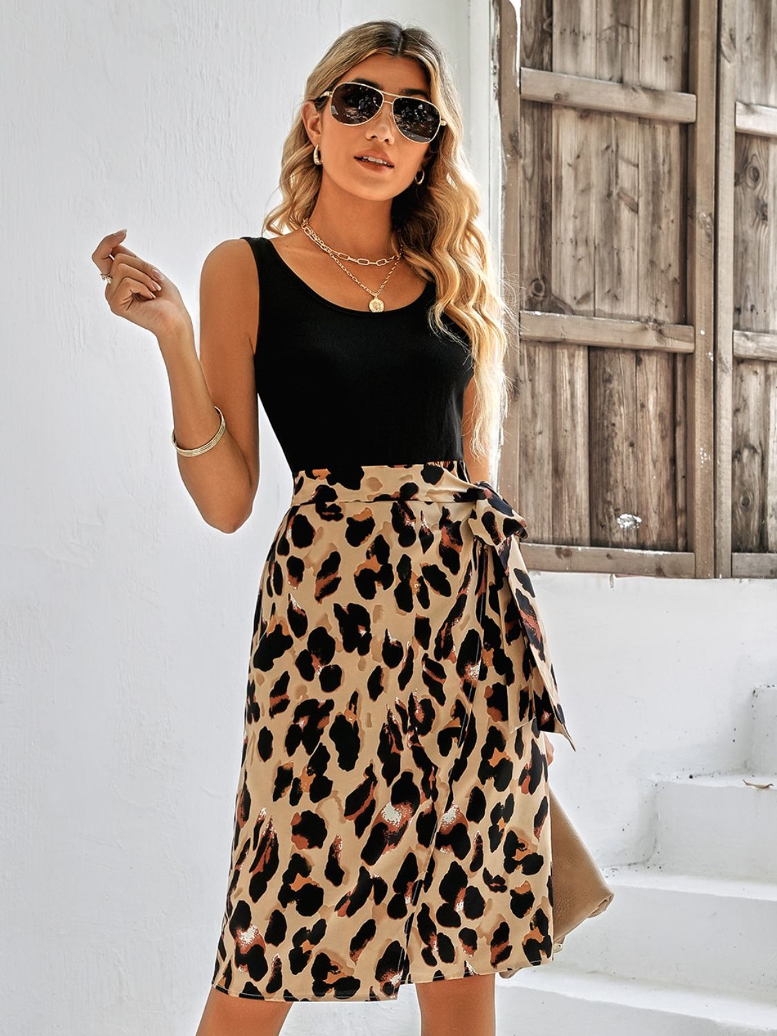 Printed Scoop Neck Sleeveless Dress