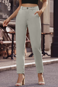 Thumbnail for Ankle-Length Straight Leg Pants with Pockets