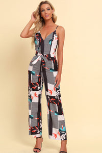 Thumbnail for Printed Spaghetti Strap Tied Jumpsuit