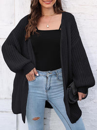 Thumbnail for Open Front Dropped Shoulder Longline Cardigan