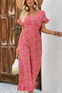 Thumbnail for Printed Tie Back Ruffled Jumpsuit