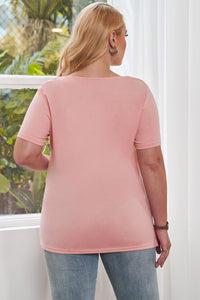 Thumbnail for Plus Size Cutout Round Neck Short Sleeve Tee