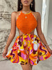 Sleeveless Cutout Printed Mini Dress
