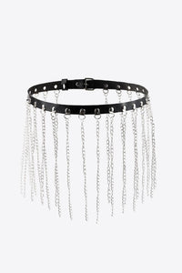 Thumbnail for Fringed Chain PU Leather Belt
