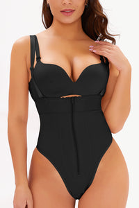Thumbnail for Full Size Adjustable Strap Zip-Up Shaping Bodysuit