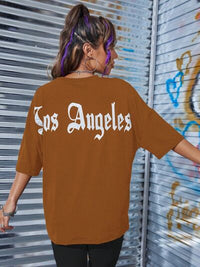 Thumbnail for LOS ANGELES Round Neck Dropped Shoulder T-Shirt
