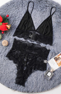Thumbnail for Strappy Lace Bralette High Waist Lace Up Panty Set