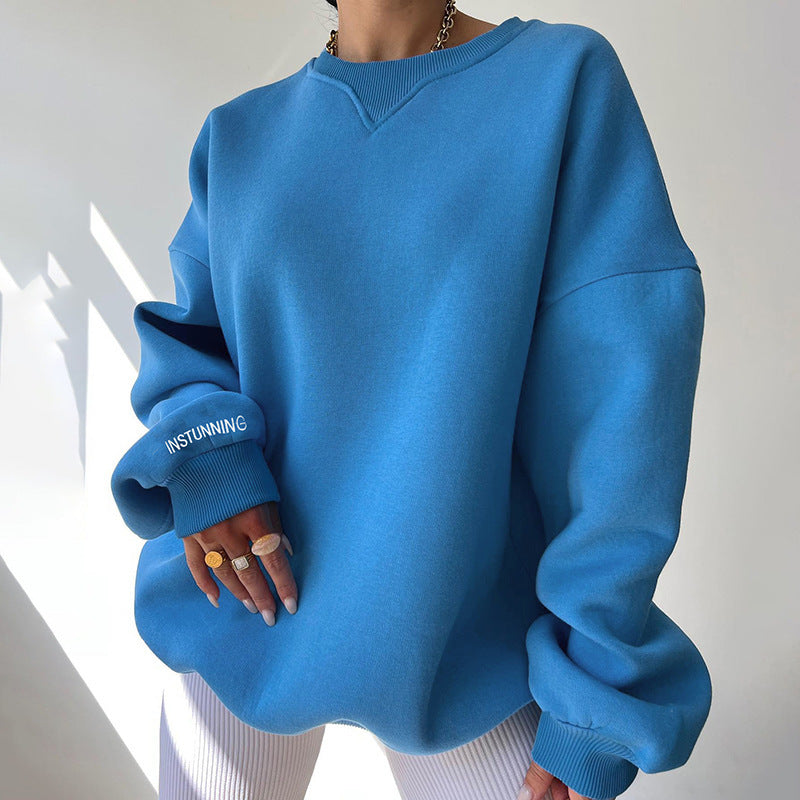 Oversized Solid Color Sweatshirt