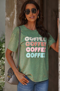 Thumbnail for COFFEE Graphic Round Neck Tee