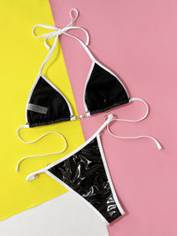 Thumbnail for Contrast Halter Neck Two-Piece Bikini Set