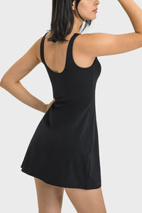 Thumbnail for Square Neck Sports Tank Dress with Full Coverage Bottoms