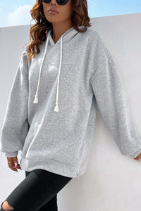 Thumbnail for Side Zipper Dropped Shoulder Hoodie