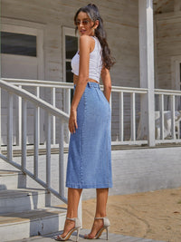 Thumbnail for Button Down Denim Skirt