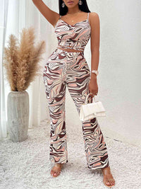 Thumbnail for Printed Sleeveless Wide Leg Jumpsuit
