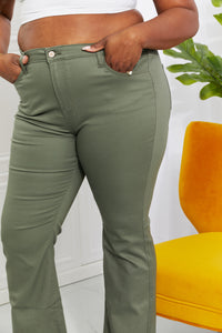 Thumbnail for Zenana Clementine Full Size High-Rise Bootcut Jeans in Olive