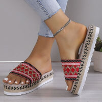 Thumbnail for Geometric Weave Platform Sandals