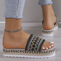 Thumbnail for Geometric Weave Platform Sandals