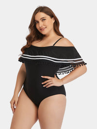Thumbnail for Plus Size Striped Cold-Shoulder One-Piece Swimsuit
