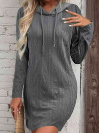 Thumbnail for Drawstring Hooded Sweater Dress