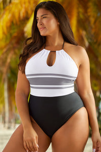 Thumbnail for Contrast Halter Neck One-Piece Swimsuit