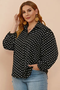 Thumbnail for Plus Size Polka Dot Balloon Sleeve Shirt