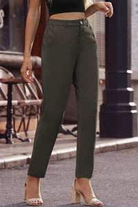 Thumbnail for Ankle-Length Straight Leg Pants with Pockets