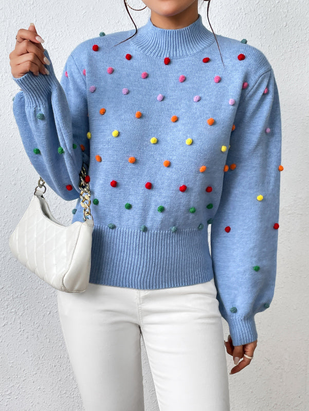 Multi Color Pompom Knit Sweater